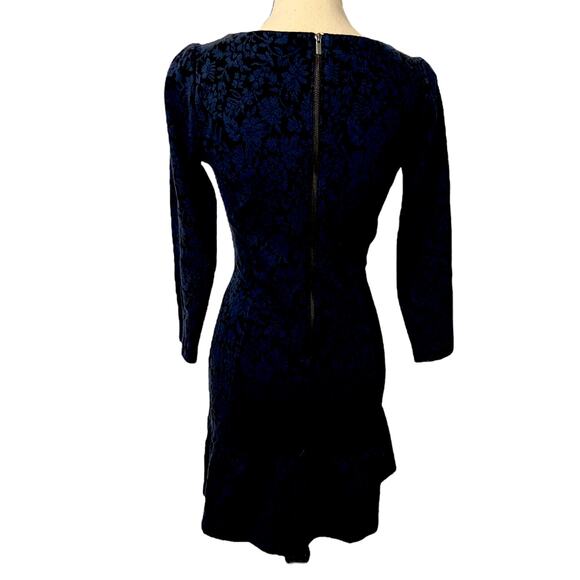 Women's Ann Taylor Loft Navy and Black Tapestry Dress Size 0 - Picture 4 of 6